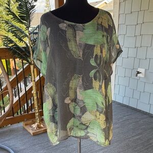 * NWOT*Grizas | Silk Blend Mesh Floral Top